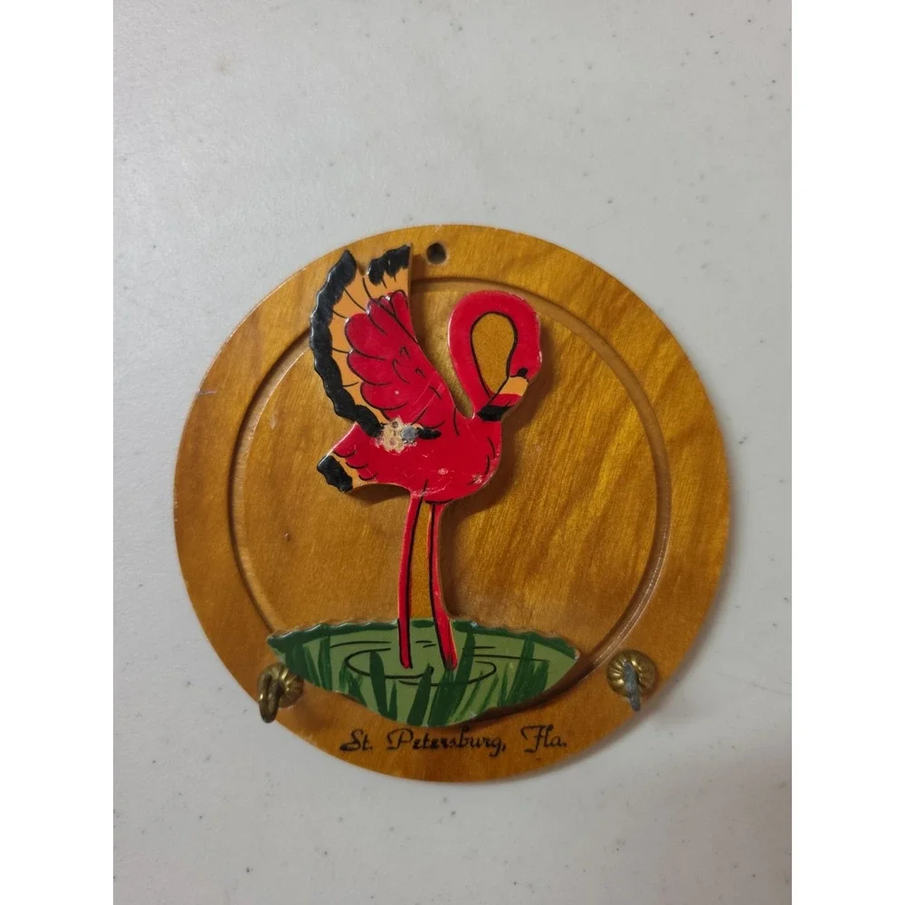 Vintage St. Petersburg Florida Key Holder Flamingo Wall Hook READ